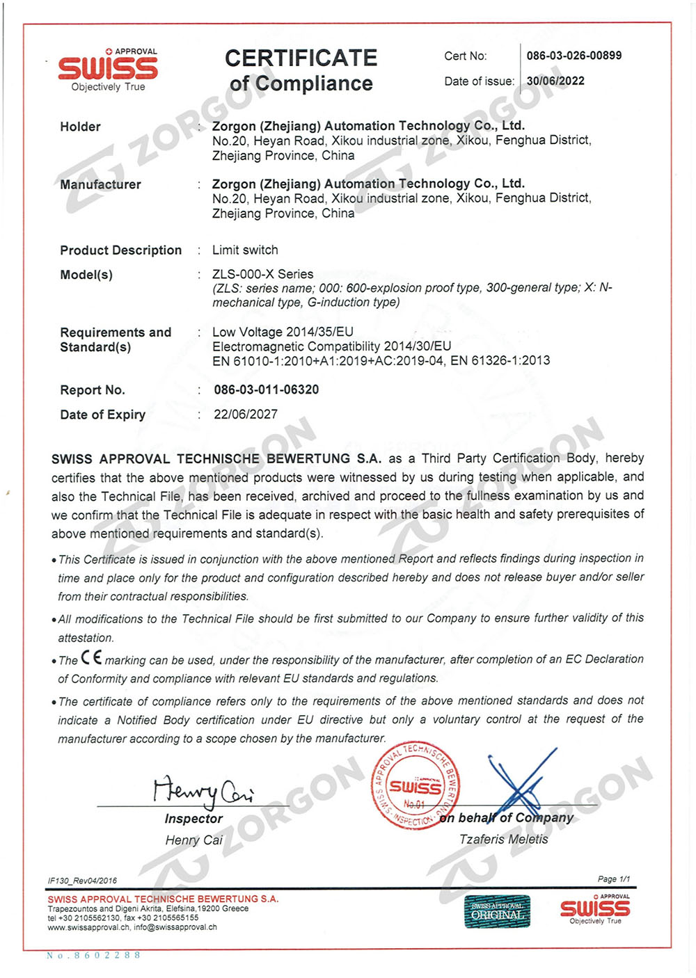 SWISS-Limit Switch